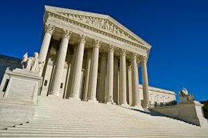 The front of the US Supreme Court in Washington, DC.