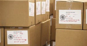Boxes of Arizona presidential preference election ballots sit at the Maricopa County elections warehouse. (Photo by Erin Vogel-Fox/News21)