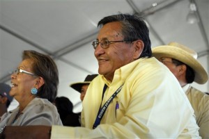 This Sept. 11, 2010 photo shows Ben Shelly sitting among a crowd awaiting results of the Miss Navajo Nation pageant in Window Rock, Ariz. Shelly is seeking the tribal presidency. (AP Photo/Felicia Fonseca)