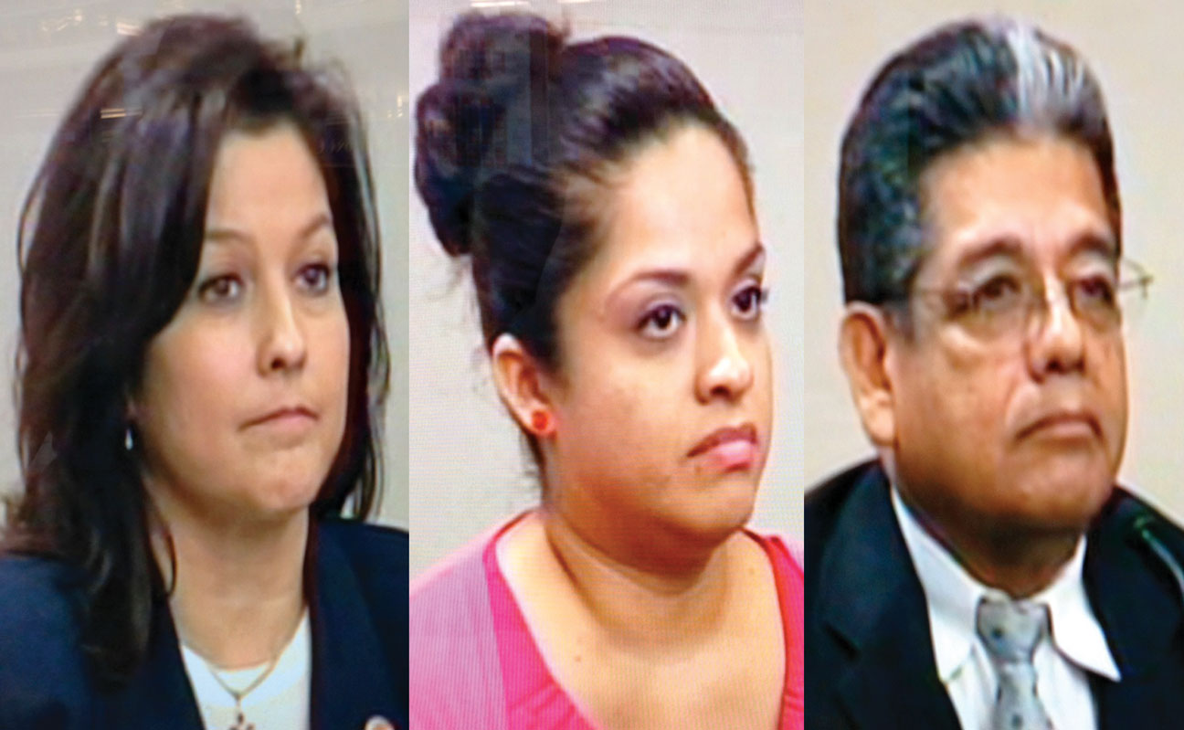 Catherine Miranda, her step-daughter Maritza Saenz and Ben Miranda (from court video)