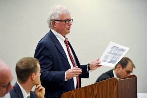 Jim Goetz, an attorney representing the Montana Cannabis Industry Association, argues that the "Crumpled Document" be put into evidence Thursday afternoon, Dec. 13, 2012 during a hearing about whether or not to extend the current block on the new medical marijuana laws, in Helena, Mont. District Judge James Reynolds extended his temporary block of restrictions on medical marijuana providers while he considers whether the state can eliminate access to the drug for some of the most seriously ill patients in the interest of curbing abuse. (AP Photo/The Independent Record, Dylan Brown)