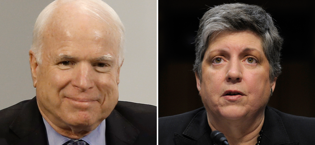 U.S. Sen. John McCain and Department of Homeland Security Secretary Janet Napolitano (AP Photos)