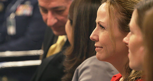 Jamie Balson, a Maricopa County prosecutor, received the Justice Department’s Crimes Victims’ Rights Award for her work with domestic violence victims in Arizona. Balson was one of 10 advocates recognized for giving a greater voice to victims of violent crimes. (Cronkite News Service photo by Whitney Ogden)