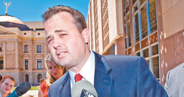 Former House Speaker Kirk Adams announces his run for Congress outside the Arizona House of Representatives shortly after resigning his post in the Legislature April 28, 2011. (Photo by Ryan Cook/RJ Cook Photography)