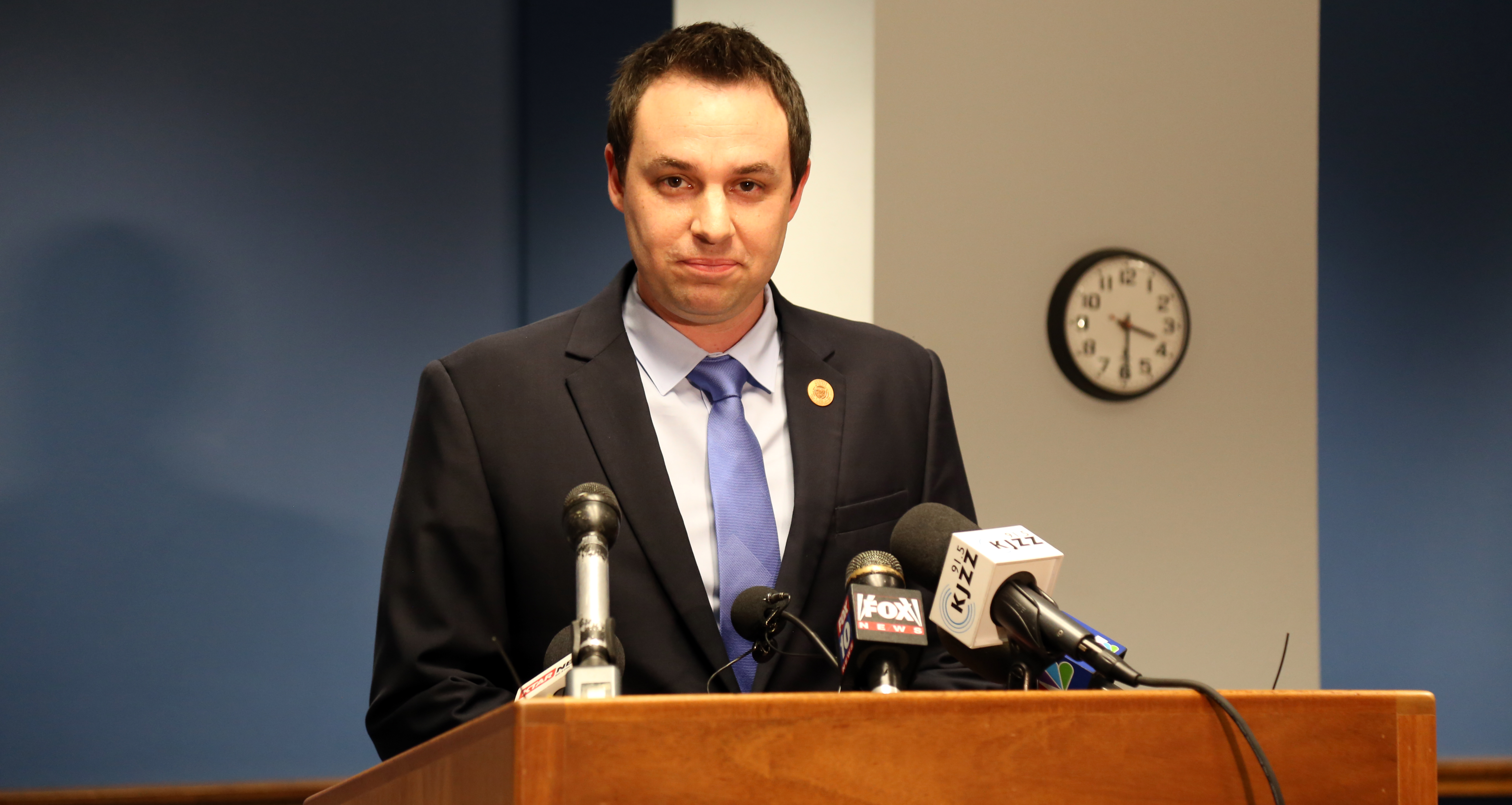 House Speaker J.D. Mesnard addresses his decision to suspend his Republican colleague Rep. Don Shooter from his duties as chairman of the House Appropriations committee on Nov. 10. Shooter's suspension came after several women publicly accused him of sexual harassment. (Photo by Katie Campbell/Arizona Capitol Times)