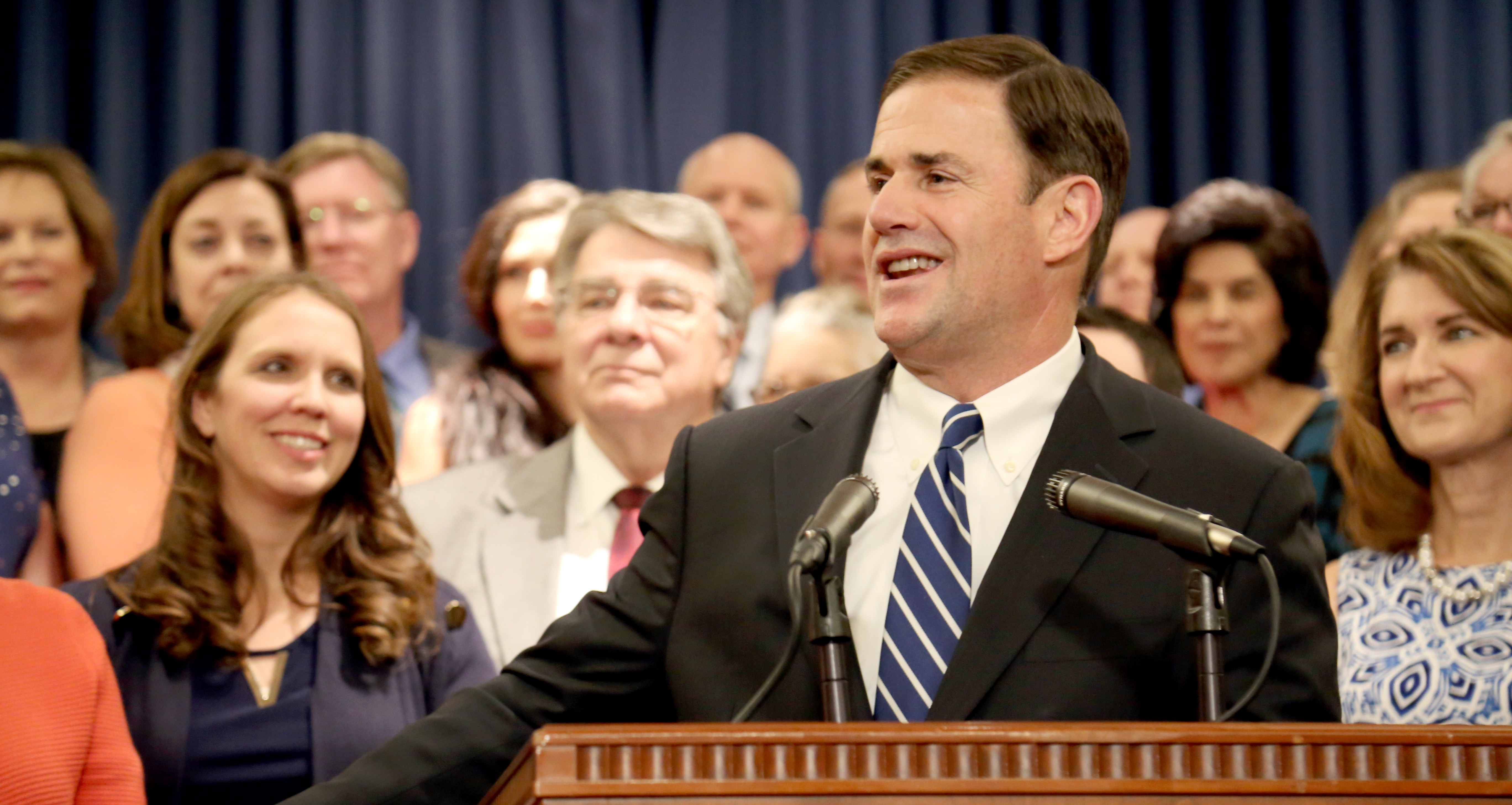 Gov. Doug Ducey announces a plan to give teachers a 20 percent raise over the next three fiscal years. (Photo by Katie Campbell/Arizona Capitol Times)