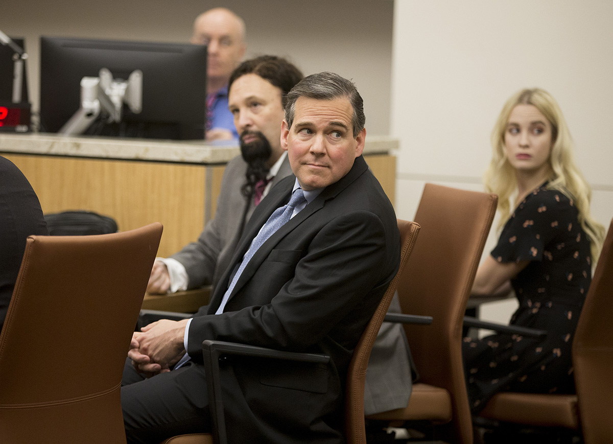 Dr. Mark Syms, an independent candidate for the Arizona senate, sits in Judge Christopher Coury's court room accused of submitting numerous forged signatures on his nominating petitions for the ballot. (Photo by Arizona Republic/Pool Photo)