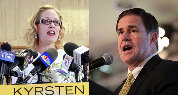 U.S. Rep. Kyrsten Sinema and Gov. Doug Ducey