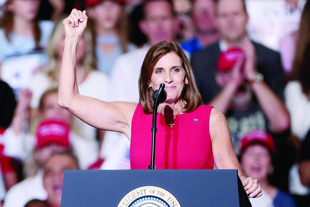 U.S. Rep. Martha McSally, who is the Republican nominee for a U.S. Senate seat in Arizona, speaks to supporters of President Trump at a rally in Mesa on Oct. 19, 2018. 