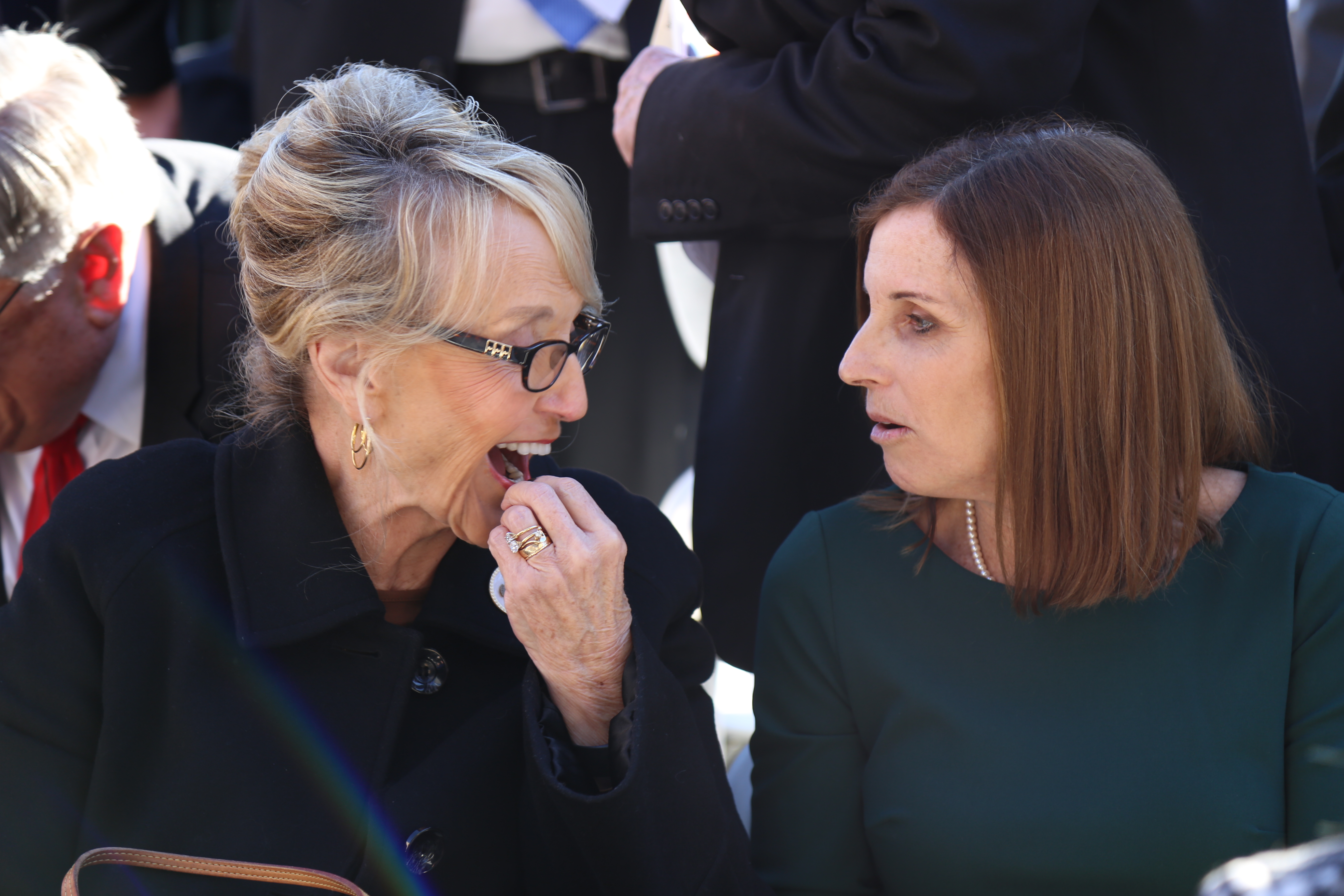 Former Gov. Jan Brewer and recently appointed U.S. Senator Martha McSally share a moment of conversation before the inauguration festivities begin on January 7, 2019. PHOTO BY KATIE CAMPBELL/ARIZONA CAPITOL TIMES