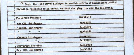 A small snippet of a police report detailing sex-related charges brought against former Rep. David Stringer. The report was released among more than 400 pages of documents on March 29, 2019, two days after Stringer resigned from the state House of Representatives.