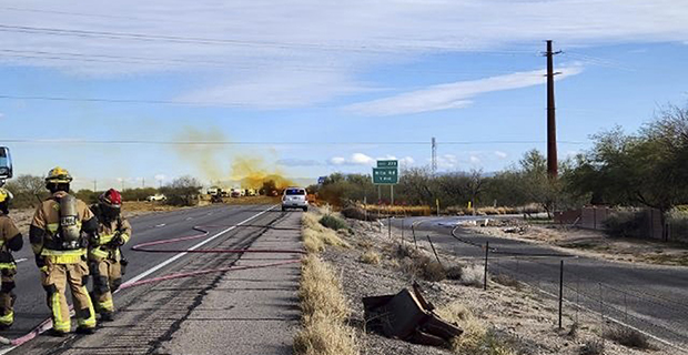 hazardous material leak, Interstate 10, Tucson, Phoenix, commute, Arizona Department of Public Safety, shelter-in-place, Centers for Disease Control and Prevention, nitric acid, delayed pulmonary edema, pneumonitis, bronchitis,