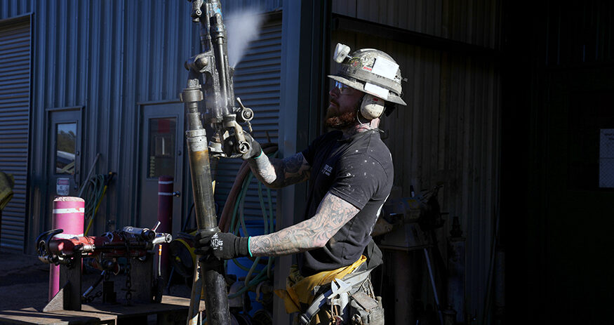 A woker checks on a piece of mining equipment at the Energy Fuels Inc. uranium Pinyon Plain Mine Wednesday, Jan. 31, 2024, near Tusayan, Ariz. The largest uranium producer in the United States is ramping up work just south of Grand Canyon National Park on a long-contested project that largely has sat dormant since the 1980s.