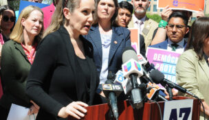 Mesa Democratic Sen. Eva Burch urges Republicans to vote for Democrats in November so they can protect abortion rights after Monday's Supreme Court ruling.