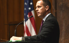 House Speaker Pro-tem Travis Grantham warns Democrats after votes on various motions to repeal the 1864 abortion law that "we will remember this'' when they attempt to get approval of any future measure that does not have the backing of all Republicans. (Capitol Media Services photo by Howard Fischer)