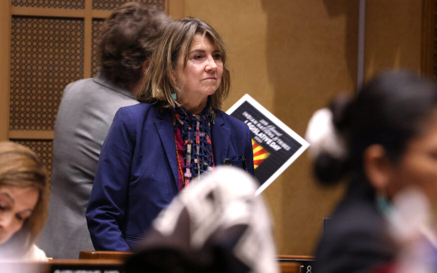 Sen. Lauren Kuby, D-Tempe, speaks at the Arizona State Senate at the Arizona State Capitol building. (Gage Skidmore / Flickr)