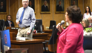 Sen. John Kavanagh, R-Phoenix, in a 2024 floor debate with Sen. Mitzi Epstein (Capitol Media Services file photo by Howard Fischer)